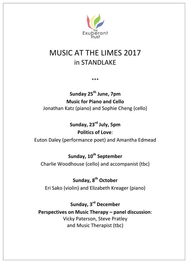 Music at The Limes Programme 2017