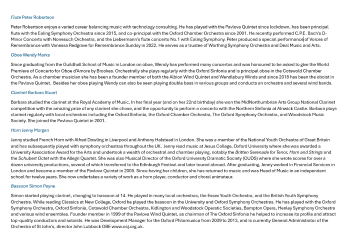 Pavlova Wind Quintet Biographies